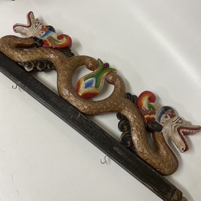 WALL or DOOR HANGING. Carved Painted Dragon Header